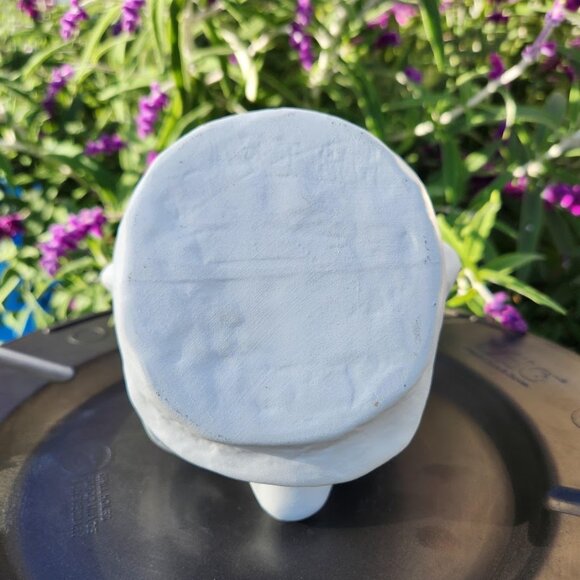 NEW West African Face Jug Pottery Pot Clay Unfinished Unglazed Matte White Vase - Picture 10 of 10